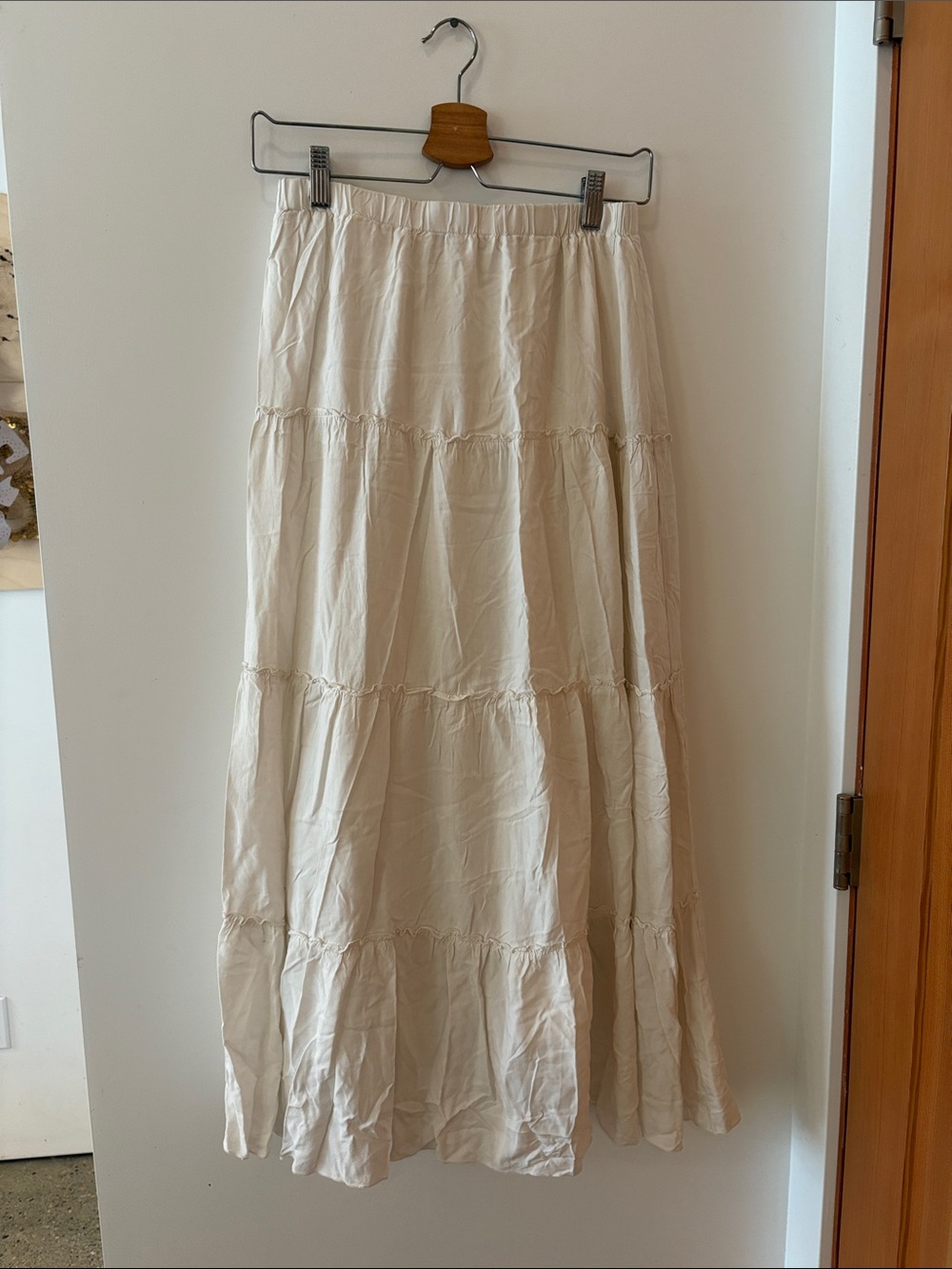 Brandy Melville Cream Tiered Maxi Skirt